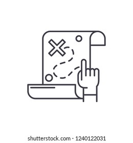Treasure map line icon concept. Treasure map vector linear illustration, symbol, sign