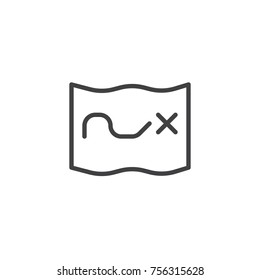 Treasure map line icon, outline vector sign, linear style pictogram isolated on white. Symbol, logo illustration. Editable stroke