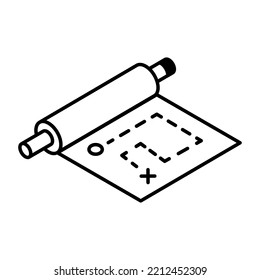 A Treasure Map Line Isometric Icon