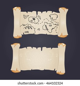 Treasure map on a dark background . Suitable for games and card invitation vector , eps 10