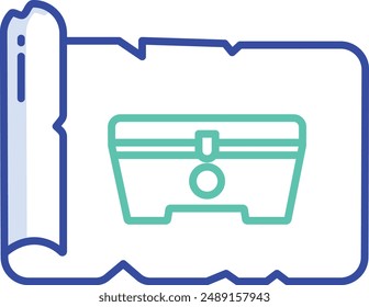 Treasure map outline color vector illustration