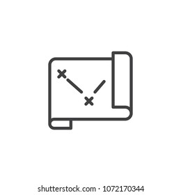 Treasure map outline icon. linear style sign for mobile concept and web design. Paper map simple line vector icon. Symbol, logo illustration. Pixel perfect vector graphics