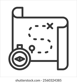 Treasure Map Outline Icon Vector Illustration