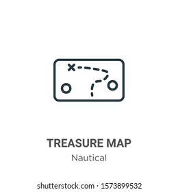 Treasure map outline vector icon. Thin line black treasure map icon, flat vector simple element illustration from editable nautical concept isolated on white background