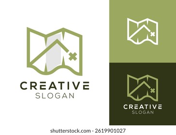 Treasure map or paper map logo design