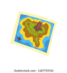 Treasure map, pirate adventures, treasure island vector Illustration on a white background