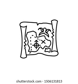 Treasure map, pirate icon. Element of pirate thin line icon