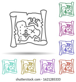 Treasure map, pirate in multi color style icon. Simple thin line, outline vector of pirate icons for ui and ux, website or mobile application