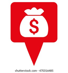 Treasure Map Pointer icon. Vector style is flat iconic symbol with rounded angles, red color, white background.