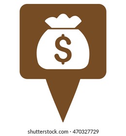 Treasure Map Pointer icon. Vector style is flat iconic symbol with rounded angles, brown color, white background.