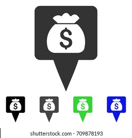 Treasure Map Pointer icon. Vector illustration style is a flat iconic treasure map pointer symbol with black, grey, green, blue color variants. Designed for web and software interfaces.