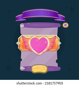 Treasure Map Pop Up Window Pink Cartoon Heart Old Cute Cartoon Colorful Purple Paper And Ribbon Pirates  Vector Design