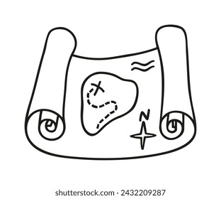 Símbolo de mapa del tesoro, silueta de contorno de estilo simple icono