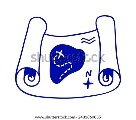Treasure map symbol, simple style outline silhouette icon