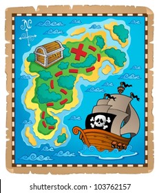 Treasure map theme image 2 - vector illustration.