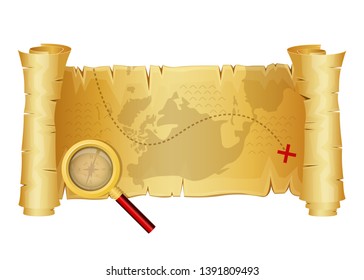 Treasure map vector design illustration isolated on white background