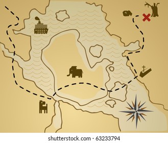Treasure map, vector illustration