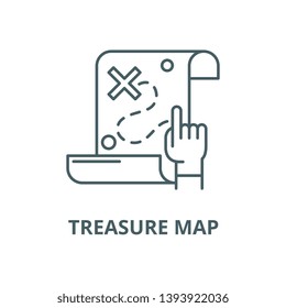 Treasure map vector line icon, linear concept, outline sign, symbol