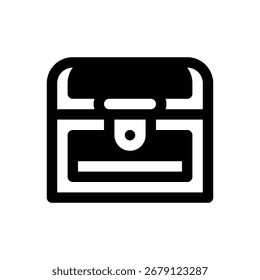 Treasure. Outlined stroke vector icon with black-filled details.