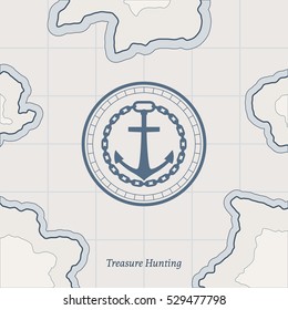 Treasure paper map with islands. Vector background for game interface