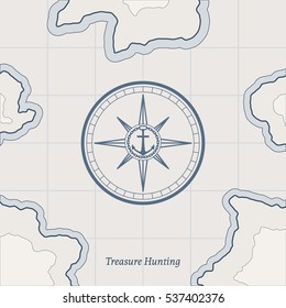 Treasure paper map with islands. Vector background for game interface
