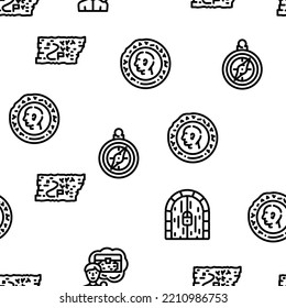 Treasure Precious Y Antiguo vectores sin fisuras ilustración de línea delgada
