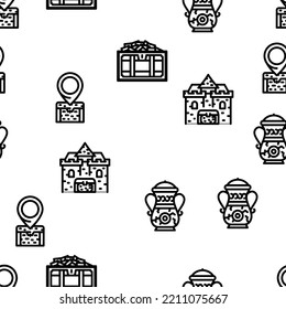 Treasure Precious And Antique vector seamless pattern thin line illustration