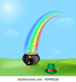 treasure and rainbow, illustration for the saint patrick`s day
