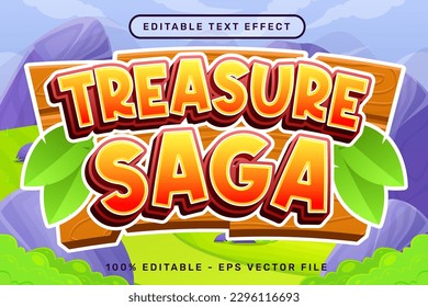 treasure saga 3d text effect and editable text effect with jungle background