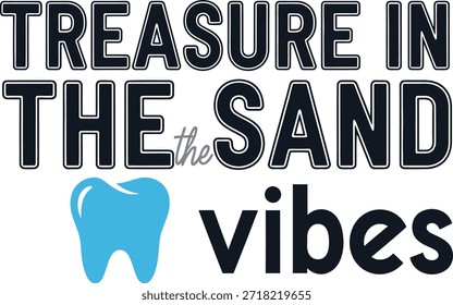 Tesoro en la arena vibraciones diseño de tipografía de Vector blanco negro azul sobre fondo transparente para ropa de playa camiseta etiqueta engomada de impresión comunidad hobby creativo