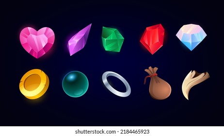 Treasure Set for Video Gaming. Isolated Graphic Elements. Vector illustration