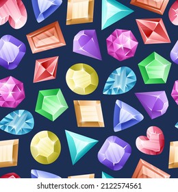 Patrón de piedras del tesoro. Impresión inmaculada de coloridos cristales mágicos y piedras del tesoro. Textura vectorial