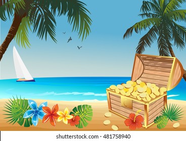 treasure in tropical beach