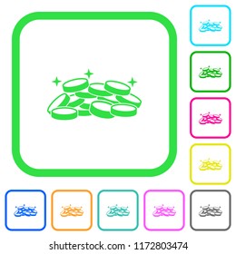 Treasure vivid colored flat icons in curved borders on white background