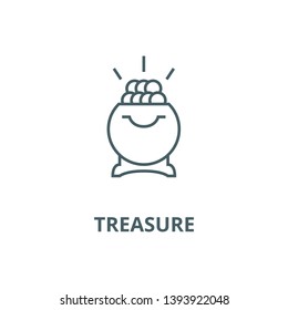 Treasure,pot of gold vector line icon, linear concept, outline sign, symbol