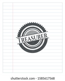 Treasurer emblem with pencil effect. Vector Illustration. Detailed.
