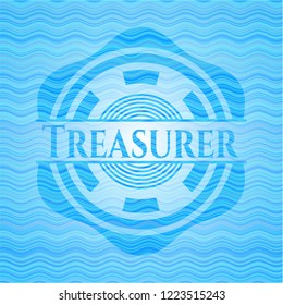 Treasurer sky blue water wave emblem.