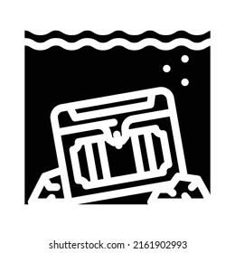 treasures underwater glyph icon vector. treasures underwater sign. isolated contour symbol black illustration