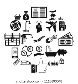 Treasury icons set. Simple set of 25 treasury vector icons for web isolated on white background