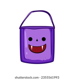 treat halloween bucket cartoon. october autumn, spooky scary, orange decoration treat halloween bucket sign. isolated symbol vector illustration