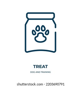 Treat icon. Linear vector illustration from dog and training collection. Outline treat icon vector. Thin line symbol for use on web and mobile apps, logo, print media.
