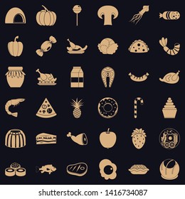 Treat icons set. Simple set of 36 treat vector icons for web for any design
