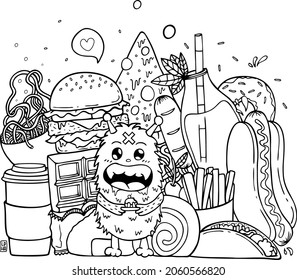 Treat Me Doodle art Coloring page for kids and adults