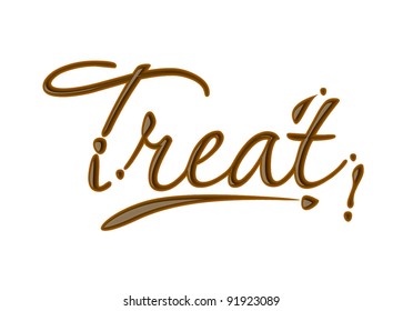 treat text made of chocolate vector design element.