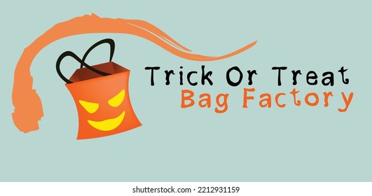 treat or trick bag factory logo bag store halloween bag illustration orange store bag with jack o lantern