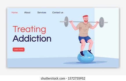 Treating addiction landing page vector template. Psychological help website interface idea with flat illustrations. Stop obsession homepage layout. Mental health web banner, webpage cartoon concept