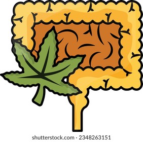 tratamiento de enfermedades digestivas con el concepto de cannabinoides, Sentimientos de las garras diseño de iconos de vectores endocannabinoides, símbolo de cannabis y marihuana, signo de thc y cbd, ilustración recreativa de plantas medicinales