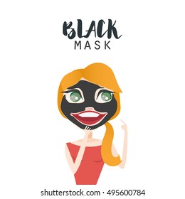 Treatment, Beauty, Cosmetic, Makeup, Healthy, Lifestyle. Girl with black mask.