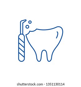 Treatment of caries line icon concept. Treatment of caries flat  vector symbol, sign, outline illustration.