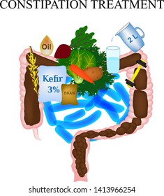 Treatment of constipation. Infographics. Vector illustration on isolated background.